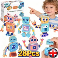 28PCS Wooden Robot Building