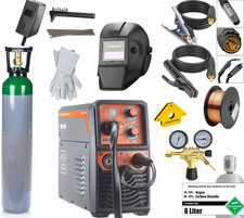 MIG MMA TIG Welder 200A Gas/Gasless Welding Synergy Machine 8L Gas cylinder