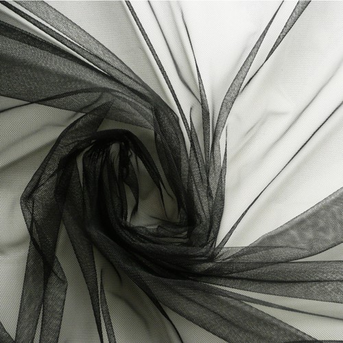 Black soft tulle veiling - black,