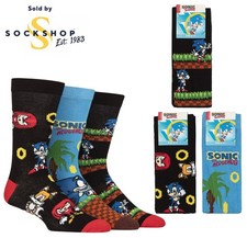 Men's Sonic the Hedgehog Game Play Cotton Socks Gift- 3 Pairs Sizes 6-11 & 12-14