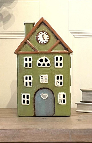 Candle holder village pottery - candle,