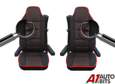 Black Red Line Leatherette Fabric Comfort Seat Covers For Scania 4 G P R Series