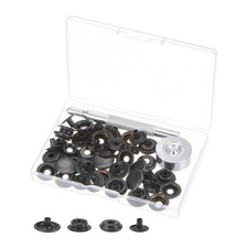 12 Sets Snap Fasteners Kit Metal with Setter Tools for Clothing Black