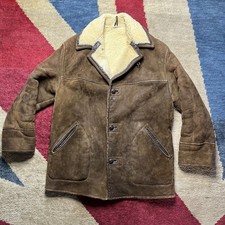 Shearling Sheepskin Duffel Overcoat Vintage Made In England Sherpa