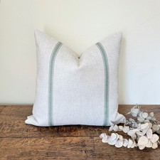 1729. Grain Sack Green Stripe Heavy Cushion Cover, Various sizes