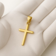 9ct Yellow Gold on Silver Crucifix Cross Pendant  30mm x 18mm