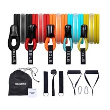 Resistance Workout Latex Bands Set 13pcs with Handles, Bands & with Door Anchor