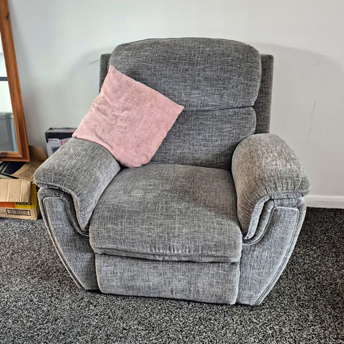 Grey woven fabric 2pc sofa - grey,