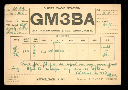 Qsl card radio - card, gm3ba