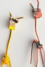 Original Carlos Regazzoni Signed Metal Giraffe Sculptures  Industrial Salvage Ar