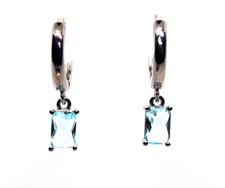 Sterling Silver Aquamarine 1.08ct Huggie Drop Earrings (925)