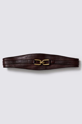 Brown leather belt - brown, by