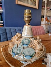 Bernard Rooke Studio Pottery Lamp Base 60s 70s - Frogs & Lily Pads Design