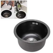New Mini Round Kitchen Sink Bar Stainless Steel Basin Single Bowl Black GB
