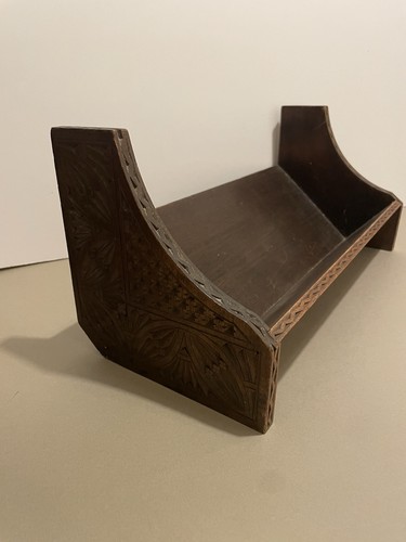 Vintage carved dark wood book - wood,