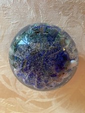 Avondale Pembrokeshire Glass Purple Blue & Green Striated Paperweight.