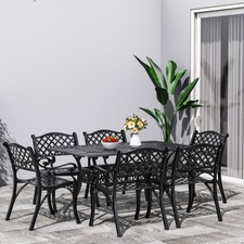 Vintage Bistro Set Cast Aluminium Furniture Outdoor Garden Patio 6 Chairs Table