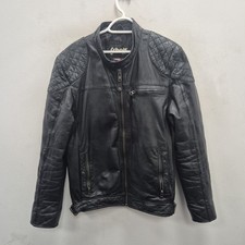 Schott NYC Motorcycle Black Leather Biker Cafe Racer Eagle Jacket Size Large