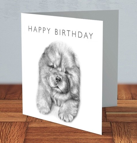 Chow dog birthday card - chow,