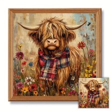 HIGHLAND COW STAMPED CROSS STITCH KIT 14 COUNT PRINTED AIDA SIZE 30CM x 30CM