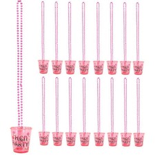 "L" HEN PARTY SHOT GLASSES Bride Girls Night Necklace Fancy Dress Girls Lot PINK