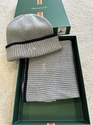Gant grey beanie scarf set - gant,
