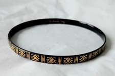 Michaela Frey Signed Bangle Black and Gold Vintage Art Nouveau Style A608