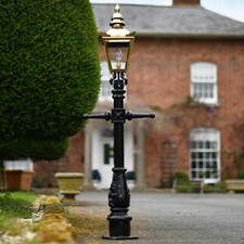 Miniature 1.5m Polished Brass Victorian Lantern Lamp Post Set