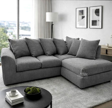 Jumbo Cord Corner Sofa Grey