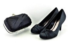 Black satin shoes and matching
