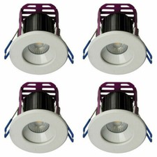 4 x Robus 'Ramada' Dimmable LED Downlights 3000K - 7W (White / Brushed Chrome)