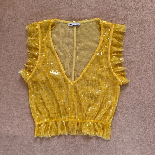 Zara new yellow sequinned top - new,