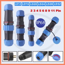 IP68 Waterproof Connector Inline Cable Aviation Plug Socket 2,3,4,5,6,7,9 11 Pin