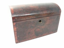 ANTIQUE ROSEWOOD DOMED TOPPED 2 COMPARTEMENT TEA CADDY BOX