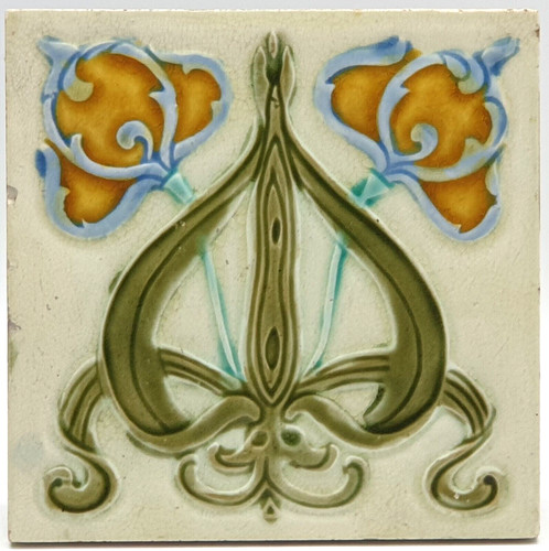 Antique fireplace tile - tile, relief