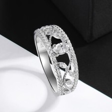 Oval Cut Full Moissanite Engagement Ring Wedding Band 925 Sterling Silver GRA