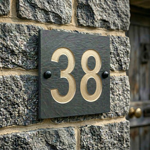 Deep engraved slate house - slate,