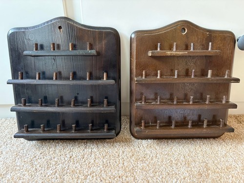 Pair vintage wooden thimble - of,