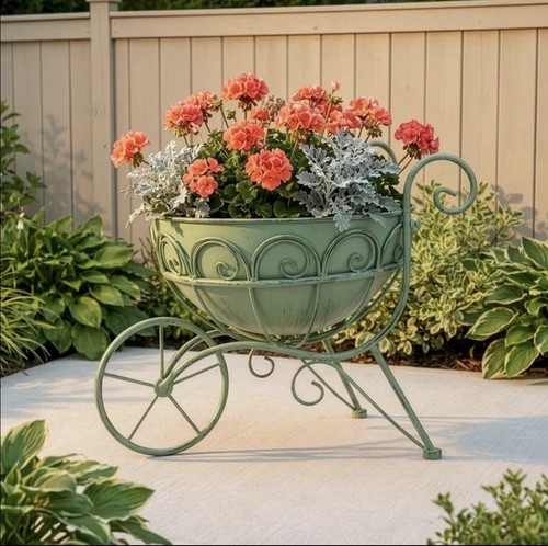 Vintage metal wheelbarrow - vintage,