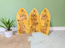 Vintage Decorative Decoupage Freestanding Firescreen 3 Gatefold Arched Panels