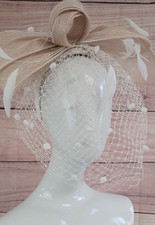 SNOXELL & GWYTHER Fascinator on Alice Band Wedding Occasion Champagne Colour