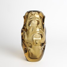 Czech Glass Vase Emanuel Beranek SKLO Union Skrdlovice 1960-70 Brown