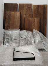 6 NEW Heavy Duty Shelf Metal Brackets 6.2" x 6" with 5 Asst. size Woods. (00)