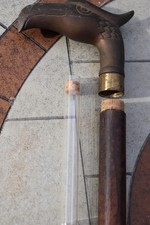 Antique Eagle brandy flask walking cane, 19th century