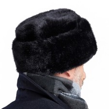 Men Luxury Faux Mink Fur Russian Cossack Hat Winter Warm Thermal Ushanka Outdoor