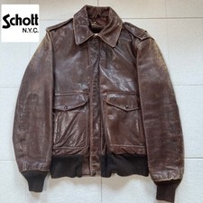 Schott A 2 leather flight jacket genuine leather brown G 1 made in USA No.ks1067