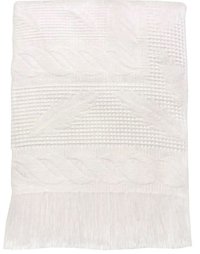Baby shawl fringed white - baby, wrap