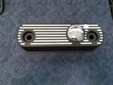 Classic Mini 'A' series alloy rocker cover - black crackle & polished fins FP26