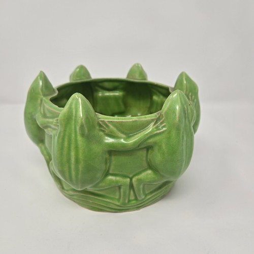 Vintage green ceramic frog - ceramic,