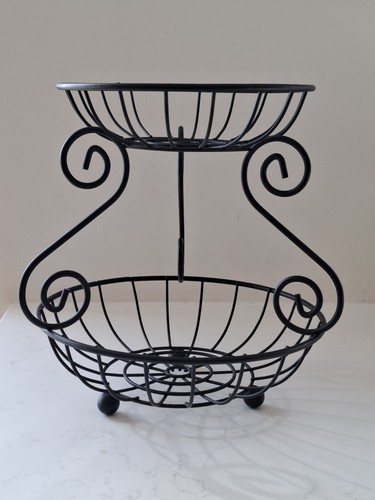 Black wire scroll fruit basket - wire,